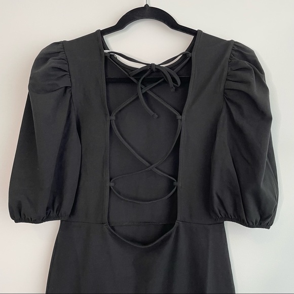 ONLY Black Cotton Bishop Sleeves Cocktail Dress - Picture 6 of 9